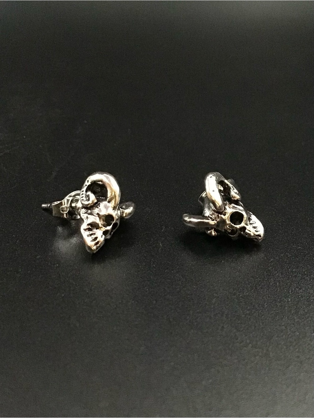 Skull with Horns Stud Earrings